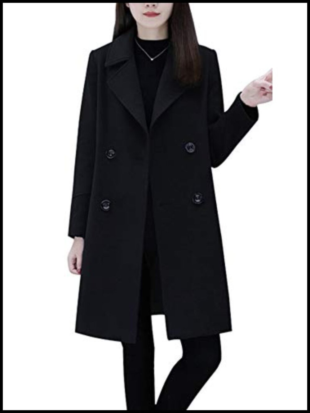 Women's Wool Blend Double Breasted Mid-Long Pea Coat Knee Length Winter - Picture 1 of 6